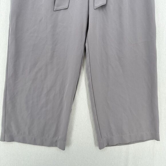 Lululemon Pants Women 10 Noir Wide Leg Ankle High Rise Gray Belted Flowy Coastal - Picture 4 of 12